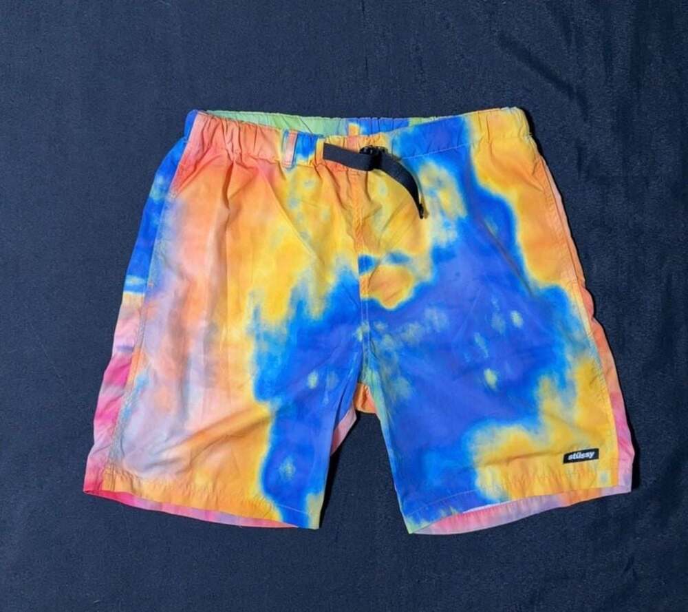 Stussy Tie-Dye Nylon Belted Beach Shorts Medium